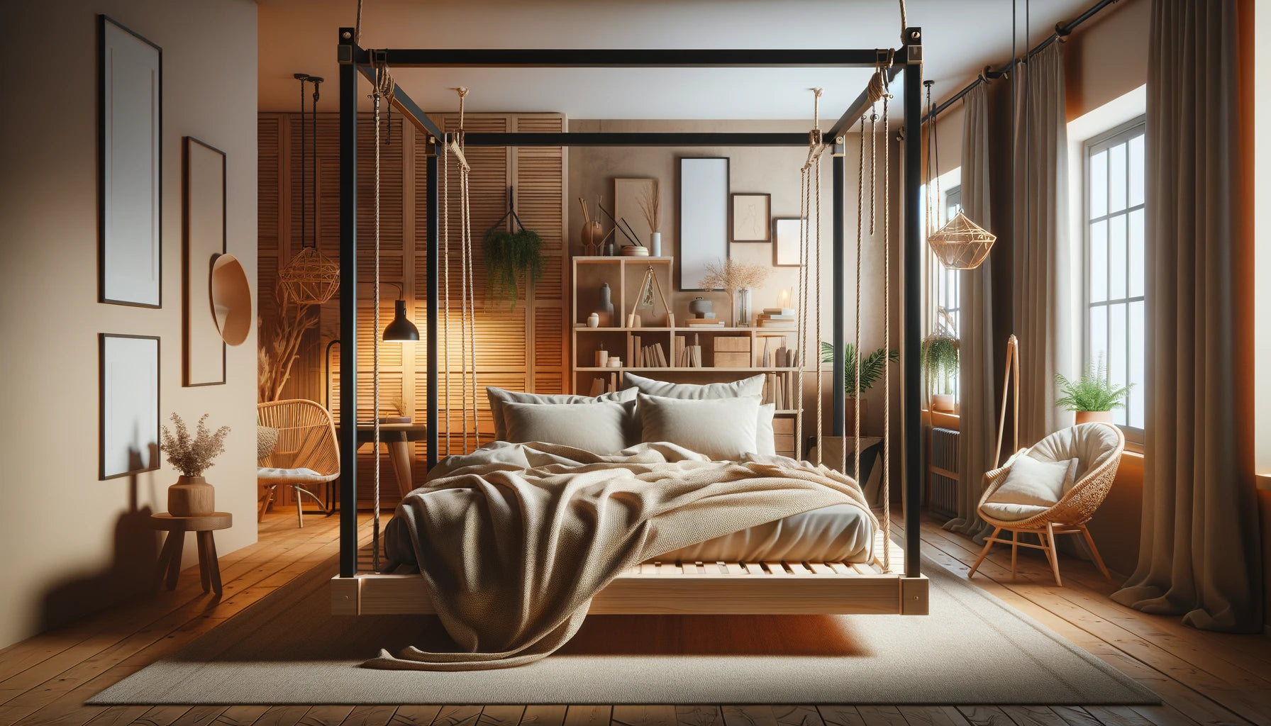 Hanging best sale bed stand