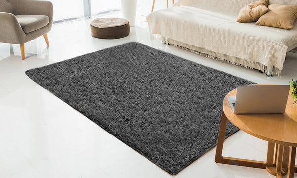 Buy Carpet Plus Silk and Soft Microfiber Modern Hand-Woven California  Premium Shaggy Carpets and Rugs for Living Room 6x6 feet (Plain Grey, 5 cm  Pile Height) Online at Low Prices in India 